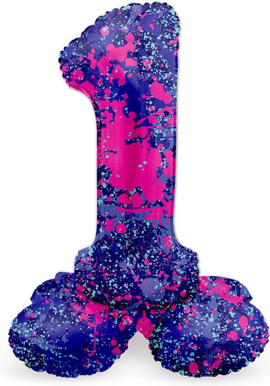 Folat Staande Folieballon Cijfer 1 Paint Splash - 41 cm