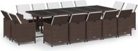 vidaXL 15-delige tuinset met kussens, bruin, van polyrotan
