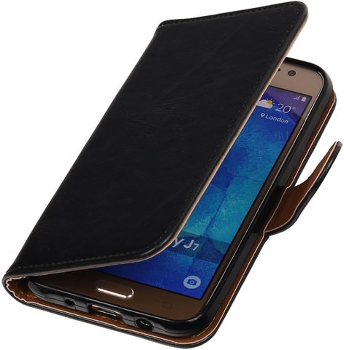 Best Cases Zwart Pull-Up PU booktype wallet cover hoesje voor Samsung Galaxy J7 2016 - 8718883799172