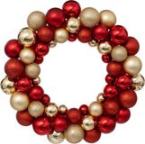 Feeric lights and Christmas Couronne de Noël/Couronne de porte - Boules de Noël en plastique - Rouge/Or - 35 cm