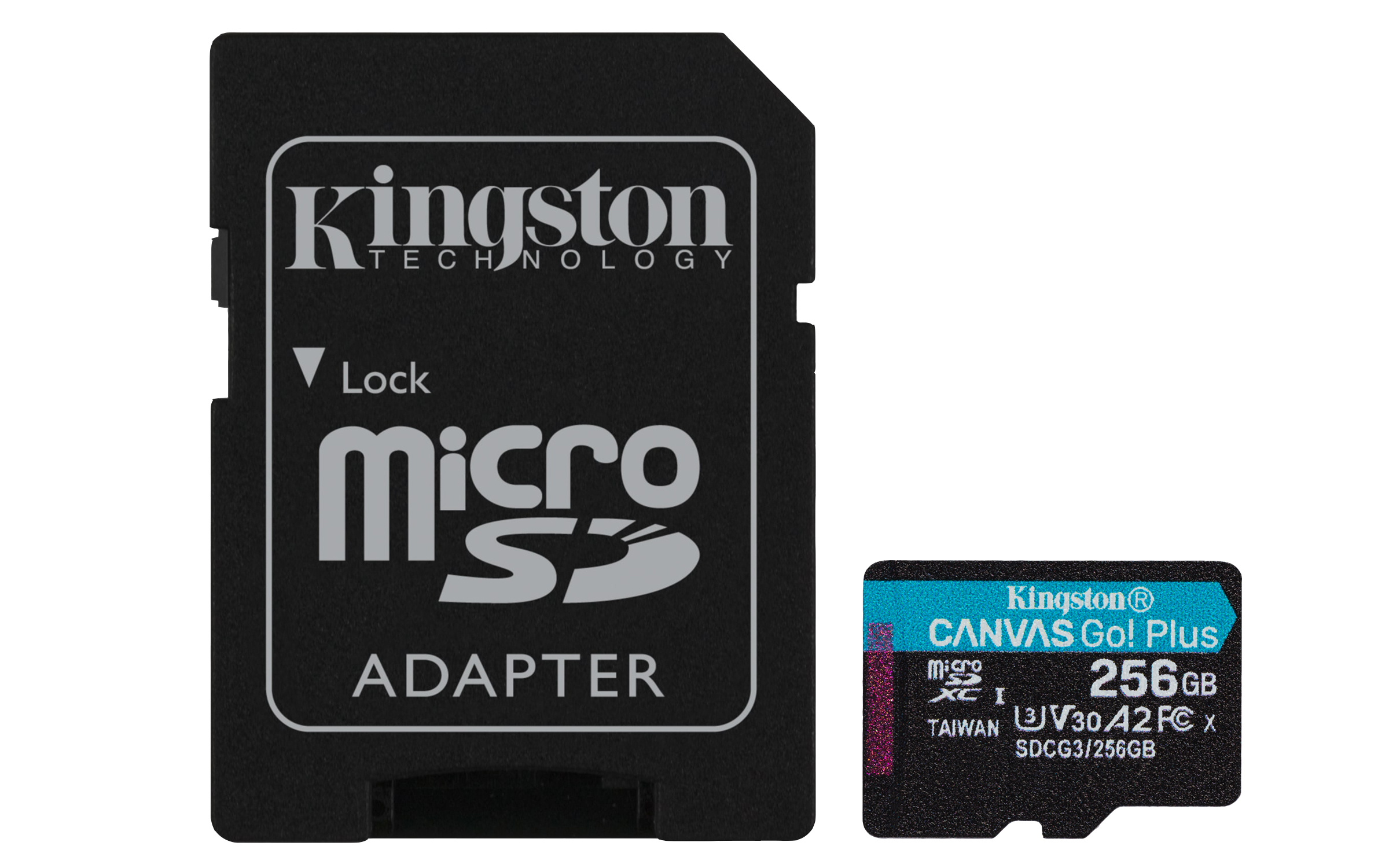 Kingston Technology   256GB microSDXC Canvas Go Plus 170R A2 U3 V30 kaart + ADP