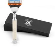 Haryali London 5 Edge Scheermes voor Mannen - Smart Grip 5 Blade Damesscheermes & Herenscheermes - Lichaams- en Gezichtsscheermes - Herbruikbaar Scheermes - Ivoor