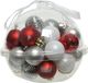 Decoris Kerstballen - 30 stuks - Rood/Wit/Zilver - 3cm - Kunststof