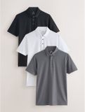 Next - Heren - 3 Jersey polo's - Wit/Grijs/Zwart - 3XL