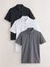 Next - Heren - 3 Jersey polo's - Wit/Grijs/Zwart - 3XL