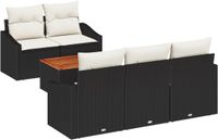 vidaXL Tuinbank Set 6 stuks Zwart Polyrattan