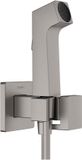 Hansgrohe Bidethanddouche E met 1 waterbesparende jet (EcoSmart), incl. stopkraan, douchekophouder en doucheslang 1,25 m, voor koud water, brushed black chrome, 29231340