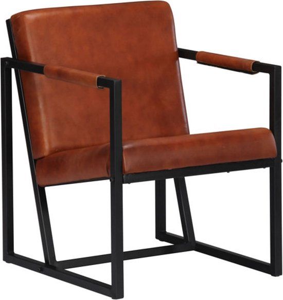 vidaXL Fauteuil Echt Leer Bruin