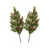 Decoris branches de Noël/branches de sapin - 2x - vert avec baies - 77 cm