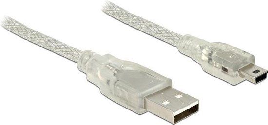 Delock USB Mini B naar USB-A kabel - 3 meter - Transparant