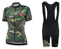 Merkloos Fietskleding set voor dames, met korte mouwen en padding