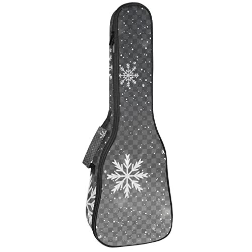 Mersov Concert Ukelele Rugzak, Heavy Duty Ukelele Case Bag met Opslag, Sopraan Concert Tenor Ukelele 10 MM Gewatteerde BagBlack SheepsGray Sneeuwvlok