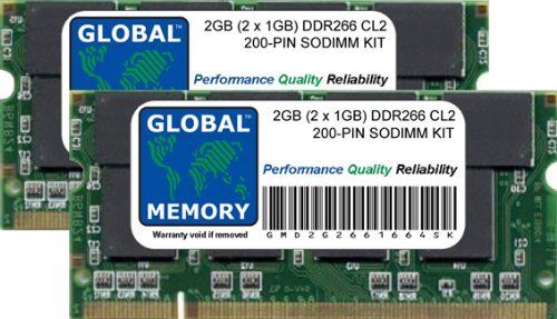 GLOBAL MEMORY 2GB (2 x 1GB) DDR 266MHz PC2100 SODIMM RAM Kit voor Aluminium Powerbook G4