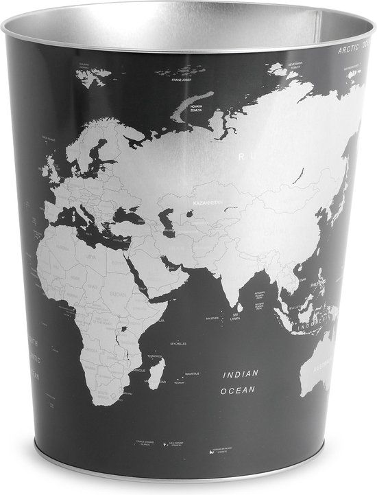 Balvi Globe Prullenbak - 8L - Zwart - Metaal