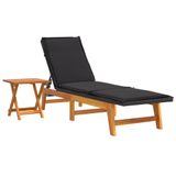 VidaXL 319724 Lounge Chair Padded Seat Acacia Wood Black, Brown