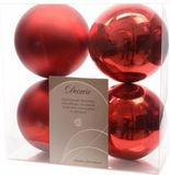 Decoris Kerstballen - 8x st - rood - 10 cm - kunststof - kerstversiering