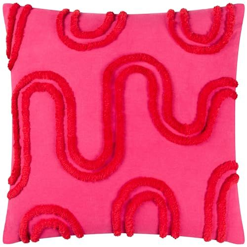 furn. Heya Home Archie getuft kussensloop, roze/rood