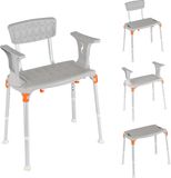 Homecare Innovation Luxe 4-in-1 Lichtgewicht Douchestoel met afneembare armleuning & rugleuning - Verstelbare hoogte - tot 136 kg - Grijs