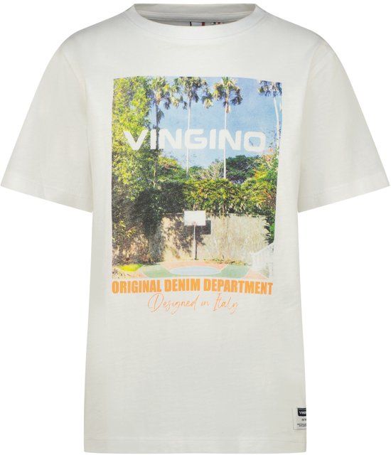 Vingino Hoto Jongens T-shirt Katoen Korte mouw Maat 128 Real White