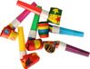 Faram Party Blaas toeters - roltongen party mini toetertjes - 24x stuks - Mix kleuren - papier