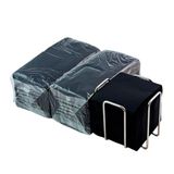 Verpakking Hostelnovo Verpakking met 300 zwarte papieren cocktailservetten + servettenhouder van roestvrij staal, microstip-textuur, dik en absorberend, 10 x 10 cm, opgevouwen