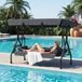 Banc de jardin - Banc avec fonction de couchage - Détente en extérieur - Auvent réglable - Charge maximale 350 kg - Anthracite