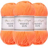 Utopia Crafts Velvet Lux Chenille Garen 3×100g – Superzacht Dik Garen voor Haken & Breien, Dekens, Speelgoed, Amigurumi – Haaknaald 5,5mm, Pluizig (Zachte Perzik)