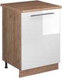 Vicco Keukenonderkast Fame-Line, Wit Hoogglans/Goudkleurig Eiken, 60 cm 1 deur met werkblad