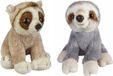 Ravensden - Bosdieren pluche knuffels - 2x stuks - Grootoog Lorie aapje en Luiaard - 15 cm