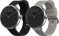 kwmobile 2x horlogebandjes geschikt voor Withings ScanWatch 38mm / Steel HR 36mm / Move ECG bandje - Smartwatch bandjes van TPU - Activity tracker horloge band in zwart / grijs