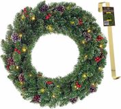 Black Box Kerstkrans met licht en versiering - 142 takken-D45 cm met ophang haak