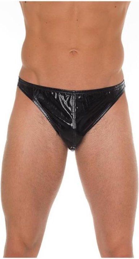 Rimba Amorable - Zwarte Laklederen String voor Mannen - One Size