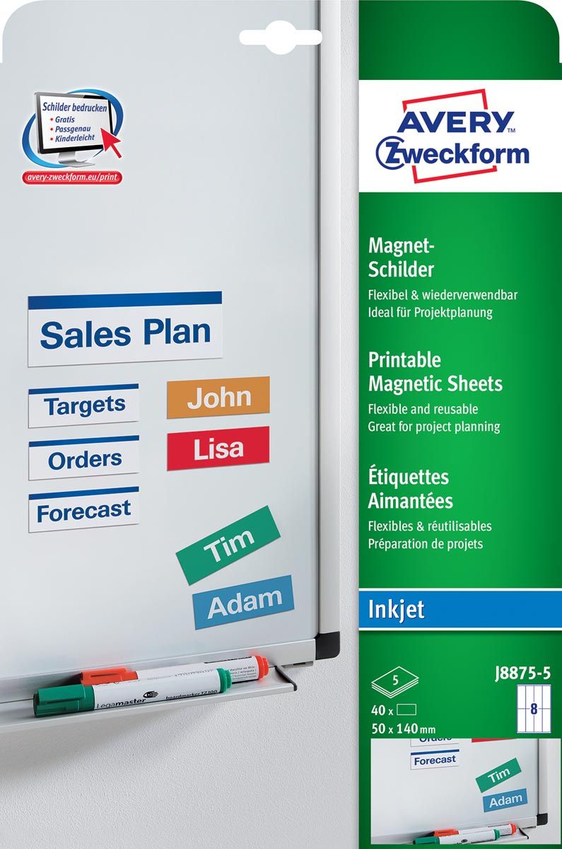 Avery Magneetetiketten ft 50 x 140 mm, doos van 40 stuks