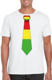 Bellatio Decorations Shoppartners Bv Carnaval t-shirt met Limburgse kleuren stropdas - wit - voor heren - Carnaval thema kleding M
