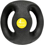 Sporti Medicijnbal met twee handen, PVC, 4 kg, Zwart/Geel