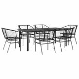 vidaXL 7-delige Tuinset Poly Rattan Glas Zwart