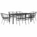 vidaXL Ensemble de jardin 7 pièces Poly rotin Verre Noir