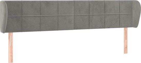 vidaXL Hoofdbord met randen fluweel lichtgrijs 183x23x78/88 cm