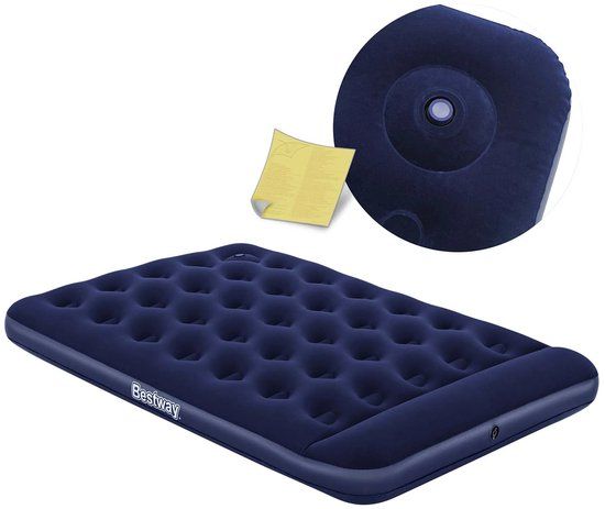 Bestway Camping Luchtbed Flocked Easy Inflate - Double - 191 x 137 x 28 cm - Blauw