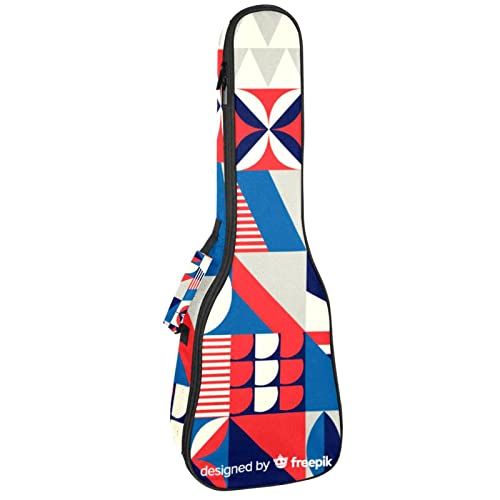 Mersov Concert Ukelele Rugzak, Heavy Duty Ukelele Case Bag met Opslag, Sopraan Concert Tenor Ukelele 10MM Gewatteerde Tas Kleurrijke Geometrische Vorm Mozaïek