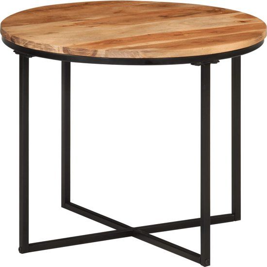 vidaXL Salontafel 55x55x45 cm massief acaciahout en ijzer