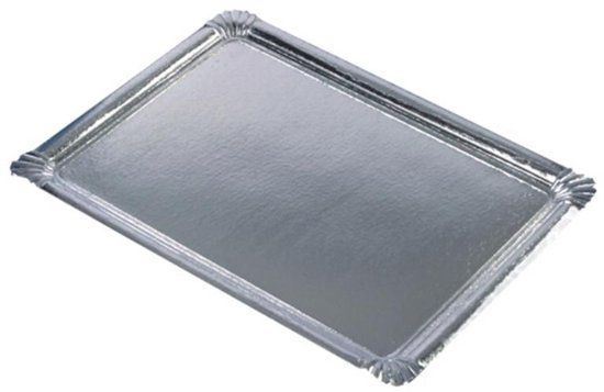 PAPSTAR 11331 10 serveerplaten PE-gecoat hoekig, 34 x 45,5 cm, zilver