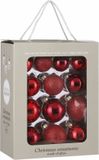 House of Seasons Edelman Bv 26x Glazen Kerstballen Rood 5-6-7 cm - Glans en Mat