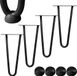 Melko 4 Pièces Pieds En Épingle À Cheveux Pieds De Table En Épingle À Cheveux En Acier De 12 Mm Avec Protection De Sol - Hauteur 25 Cm, 2 Supports, Noir