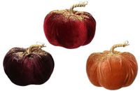Decoris Pompoen polyester fluweel 3kl.ass