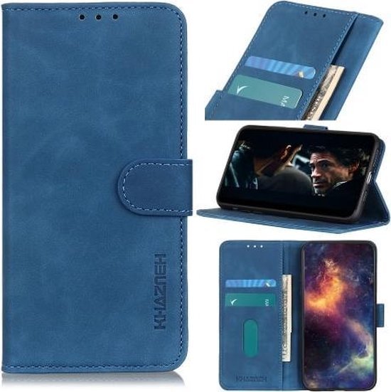 Voor Samsung Galaxy S21 Plus 5G KHAZNEH Retro Textuur PU + TPU Horizontale Flip Leren Case met Houder &amp; Kaartsleuven &amp; Portemonnee (Blauw)