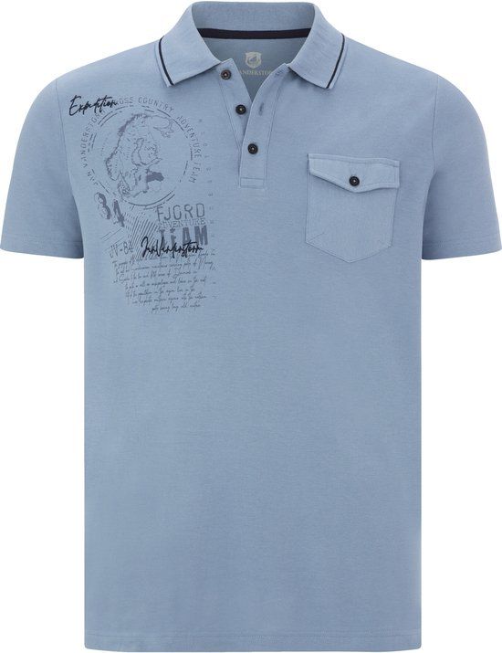 Jan Vanderstorm heren Poloshirt - 64/66 - Lichtblauw - Katoen