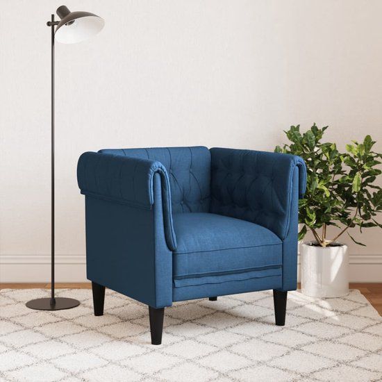 vidaXL Fauteuil Chesterfield Stof Blauw