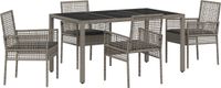 vidaXL - Tuin - Eettafel - Set - 5 - st - Grijs - poly - rattan