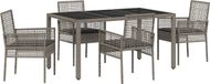 vidaXL - Jardin - Table à manger - Ensemble - 5 - pcs - Gris - poly - rotin